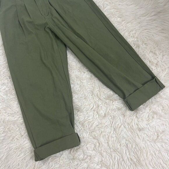 7 For All Mankind Womens Army Green Paperbag Waist Wide Leg Pants Trousers Med - Picture 5 of 9